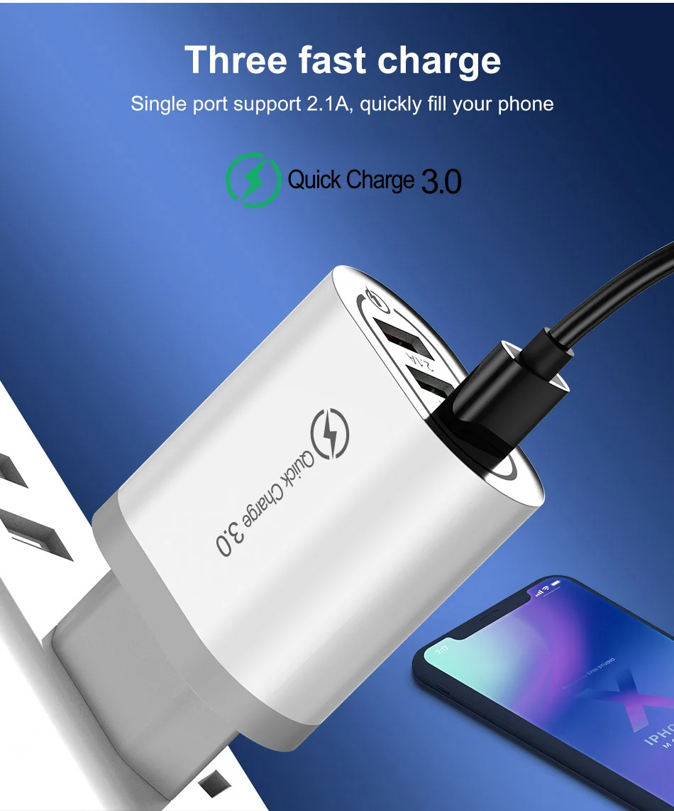 Зарядное устройство OLAF Quick Charge 3,0 USB для iPhone 11pro Xiaomi samsung huawei QC3.0 QCFast зарядное устройство настенный адаптер для мобильного телефона