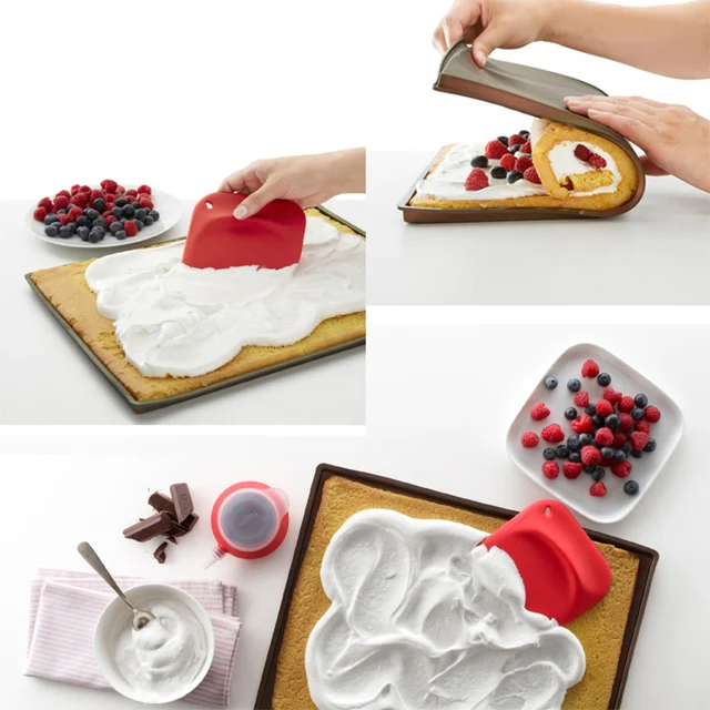 Swiss Roll Cake Mat 31*27cm Baking Tray Sheet Jelly Roll Pan Cake Sushi  Roll Silicone Mat Baking Tool Kitchen Accessories random color