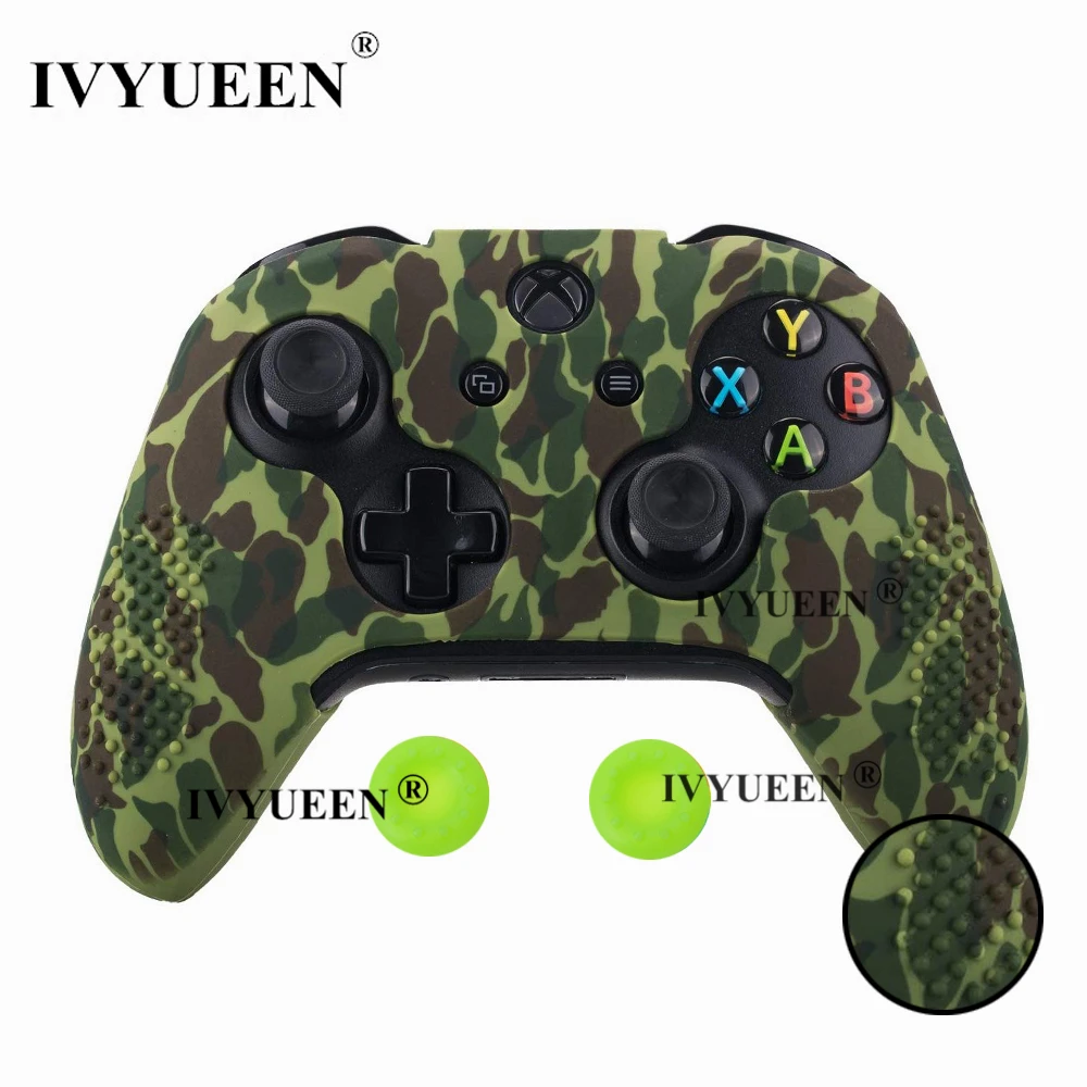 Army Green Camo IVYUEEN, 15 цветов, силиконовый чехол для microsoft Xbox One X S, тонкий контроллер, защитный чехол с аналоговой ручкой для большого пальца - Цвет: Army Green Camo