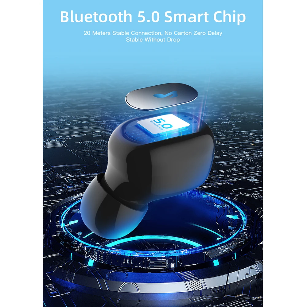 Бинауральные водонепроницаемые Bluetooth 5,0 наушники с шумоподавлением Hifi бас гарнитура Беспроводные наушники с брелком 5-7h время музыки