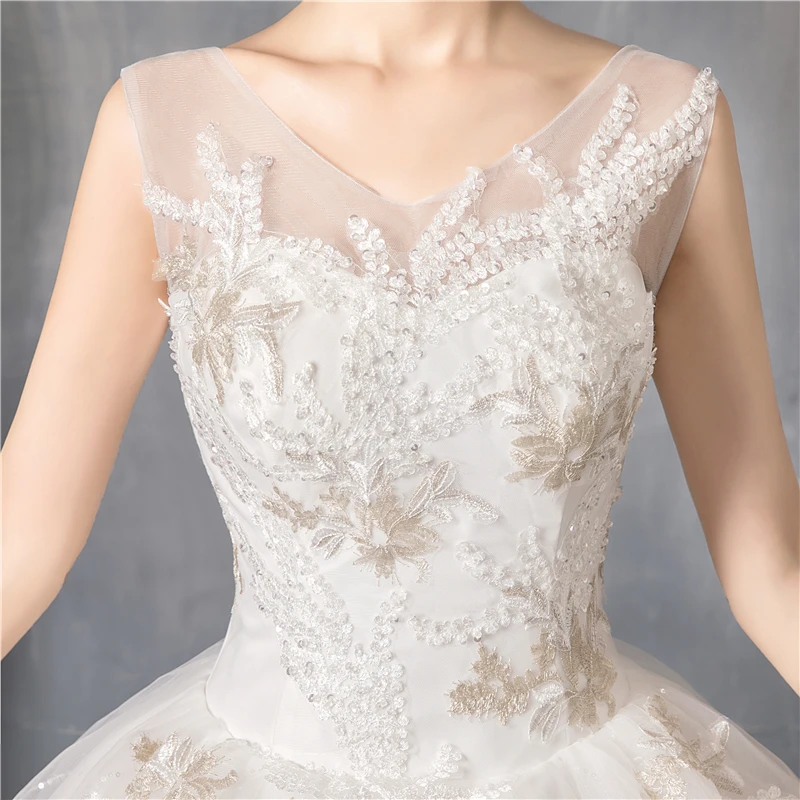 HPYFNSH Дешевое бальное платье в Корейском стиле с v-образным вырезом и кружевной аппликацией, свадебное платье, новинка, модное простое estidos de noivas