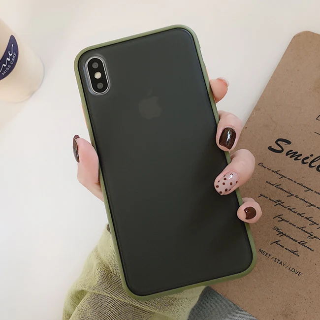 Армейский зеленый Ударопрочный цветной чехол для телефона для пар iphone 11 11Pro Max X XR XS Max 7 8 6 6s Plus простой прозрачный защитный чехол - Цвет: Армейский зеленый