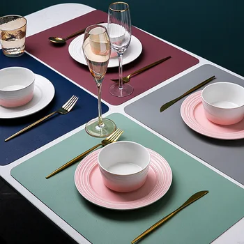 

Northern European-Style Leather Dining Table Cushion Household Heat Resistant Waterproof Oil Insulation Pad Creative Bowl Mat Co