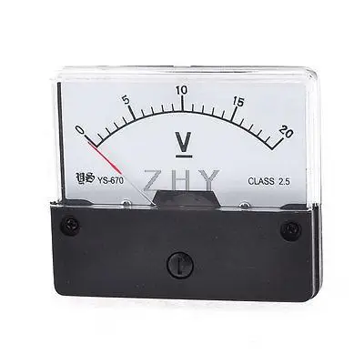 

YS-670 DC 0-20V Rectangle Voltage Gauge Analog Voltmeter Meter