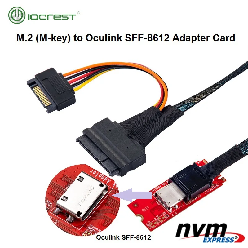 Adaptador de Anfitrião para Pcie 3.0 para Oculink M-chave Pci-e Nvme Ssd M.2 Sff-8612