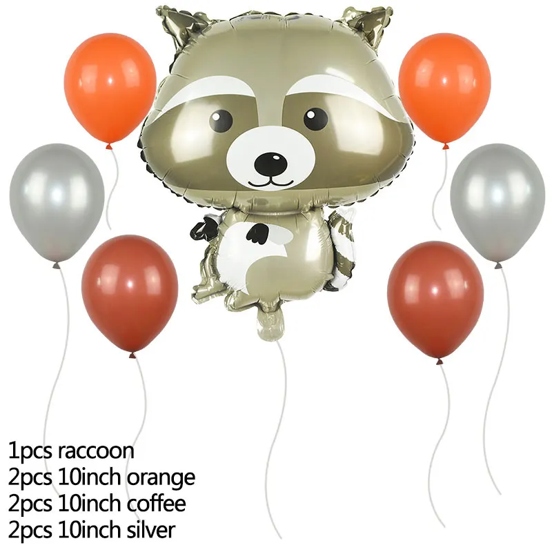 s05 raccoon Милые фольгированные воздушные шары в виде животных, Льва, тигра, зёрбы, Ослика, для детского дня рождения, украшения, воздушные шары, принадлежности, тематические вечерние шары в джунглях - Цвет: s05 raccoon