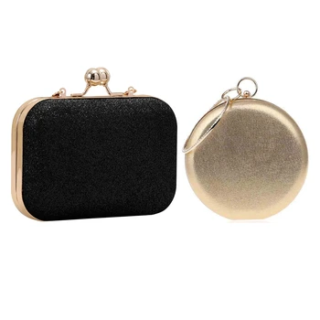 

Women's Evening Party Handbag Ball Clutch Bag with Chain Black & Round Women Evening Bags Diamonds Chain Shoulder Bags