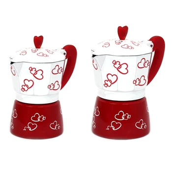 

Red Heart Print Coffee Maker Aluminum Alloy Moka Pot Espresso Mocha Latte Filter R9JC