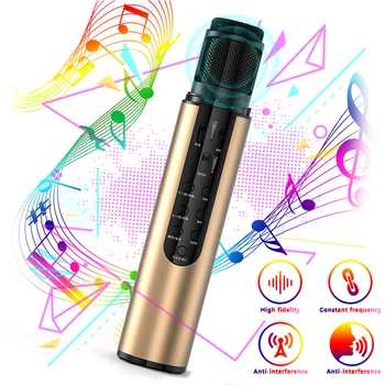 

Wireless Bluetooth Microphone for Live Singing Recording Built-in Sound Card with Speaker Studio Audio Mic for YouTube Voice