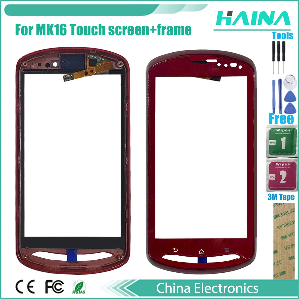

Frame + Touch Panel For Sony Ericsson For Xperia Pro MK16 MK16a MK16i Touchscreen Digitizer Sensor Front Glass with 3Mtape
