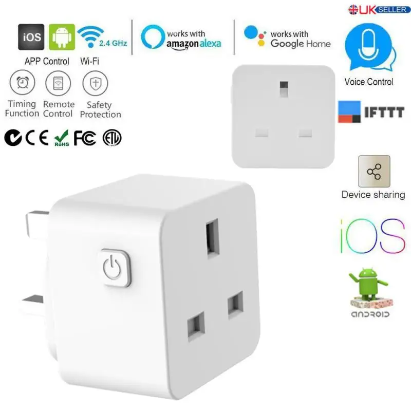 2, 4, 8 шт., 13A, Великобритания, wifi, розетка, умная розетка с монитором питания, беспроводная настенная розетка, розетка, Google Home, Alexa, голосовое управление