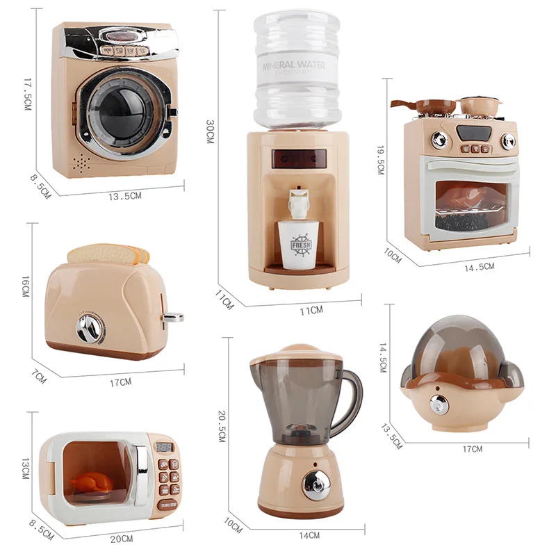 Sodopo Mini Kitchen Appliances Toy for Kids, Kitchen Pretend Play Set with  Coffee Maker Machine,Blender, Oven, Bread Maker, Washing Machine and Vacuum