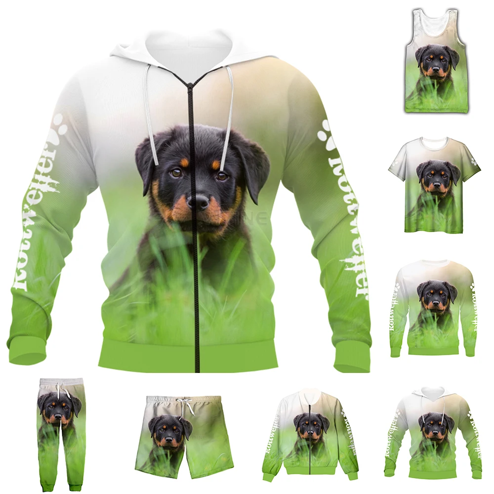 

New Fashion 3D Full Print Animal Dog Rottweiler T-shirt/Sweatshirt/Zip Hoodies/Thin Jacket/Pants Four Seasons Casual Suit V37