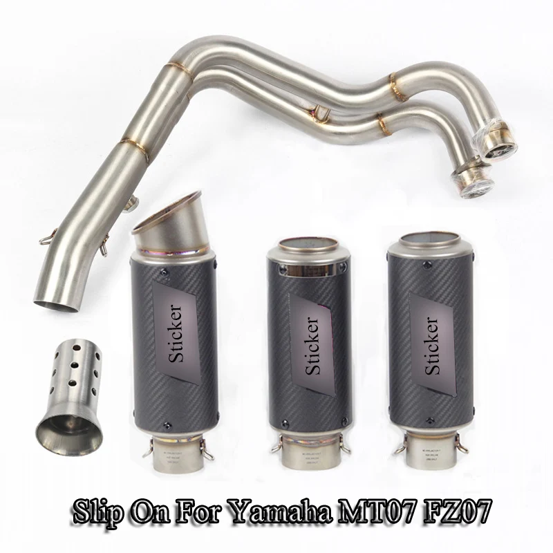 

For Yamaha MT07 FZ07 Carbon Fiber Exhaust Muffler Tail Pipe Slip On Front Link Pipe 51mm Motorcycle Exhaust System Modified