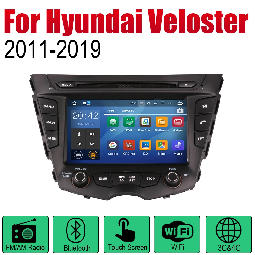 Автомобильный GPS навигатор на Android для Hyundai Veloster 2011 2019 радио стерео DVD Bluetooth Wi Fi 2DIN