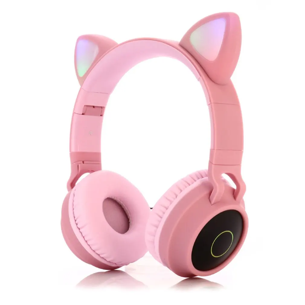 Cute Cat Ear Headset Wireless Headset Headphones 5 0 Bass Foldable Stereo Headphones Gaming Headphones For Cell Phone