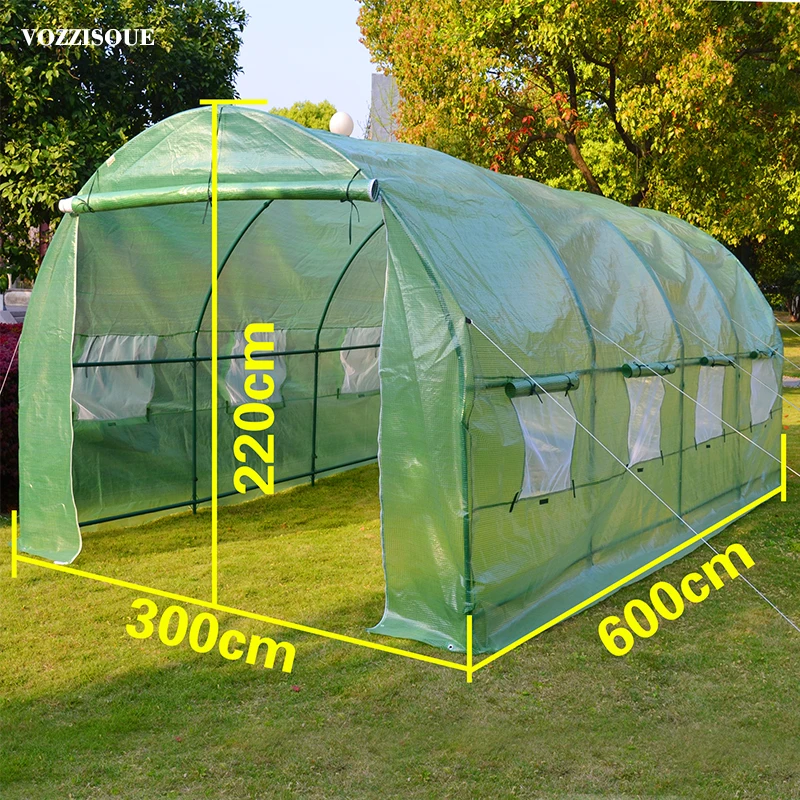 600*300*220 см большой сад теплица высокий зеленый для дома, теплицы для растений сарай хранения PE теплый сад ярусный чехол с подставкой