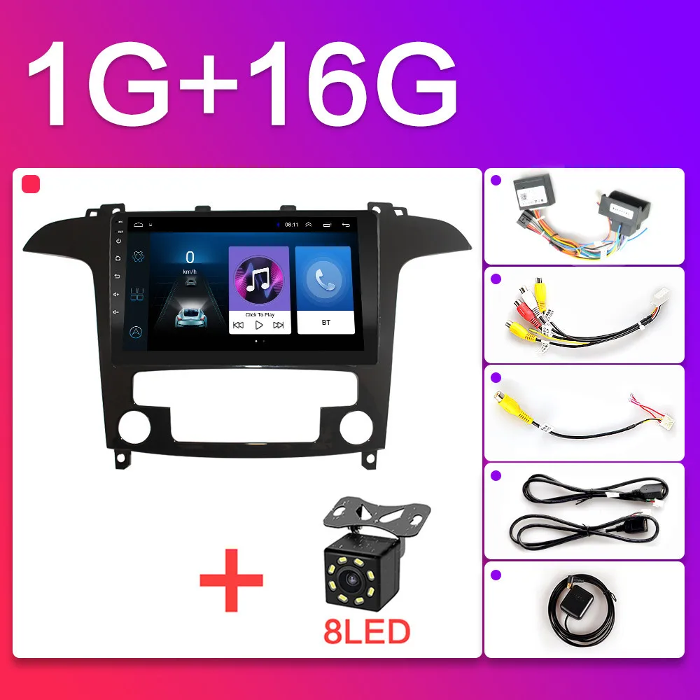 ZD-WFI-1G-8LED Для Ford S-Max s max 2007 2008 автомобильный Радио Мультимедиа Видео плеер навигация gps Android 8,1 GO 2din 9 дюймов авто стерео Автомагнитола - Цвет: ZD-WFI-1G-8LED