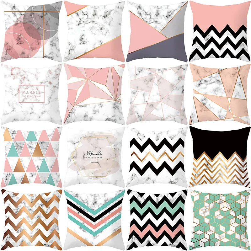 

Geometric Marble Printed Square home decor Cushion Cover seat white Polyester Sofa Decorative pillows 45x45cm striped pillowcase