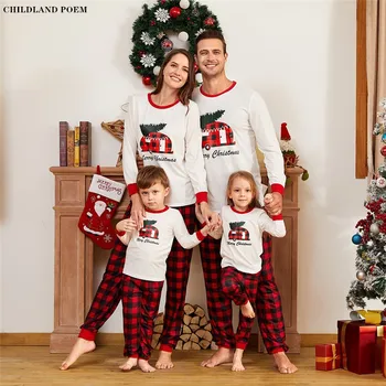 

2020 Family Christmas Matching Clothes Pajama Sets Xmas New Year Monther and Kid Dad Casual Outfit Tracksuit Pjs Two Piece Sets