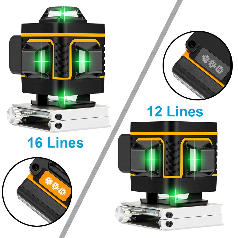 16 линий/12 линий 4D беспроводной дистанционный лазерный уровень самонивелирующийся 360 горизонтальный и вертикальный крест супер мощный зеленый лазерный уровень