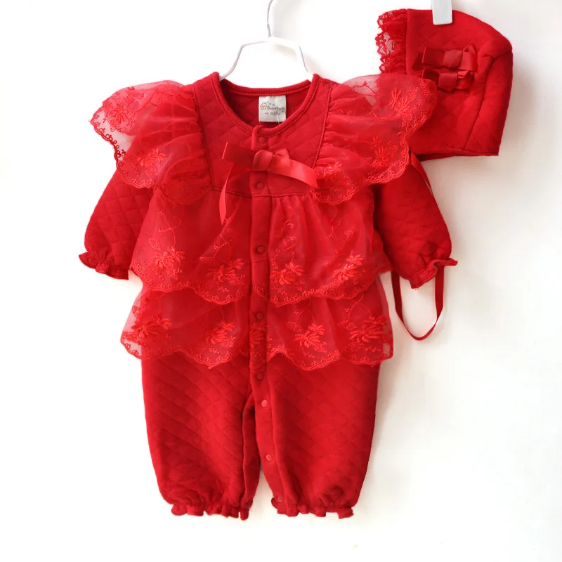 

Clothes for Babies Autumn And Winter GIRL'S One Piece Crawling Clothes Romper Princess Onesie Warm Newborns Clothing Baby