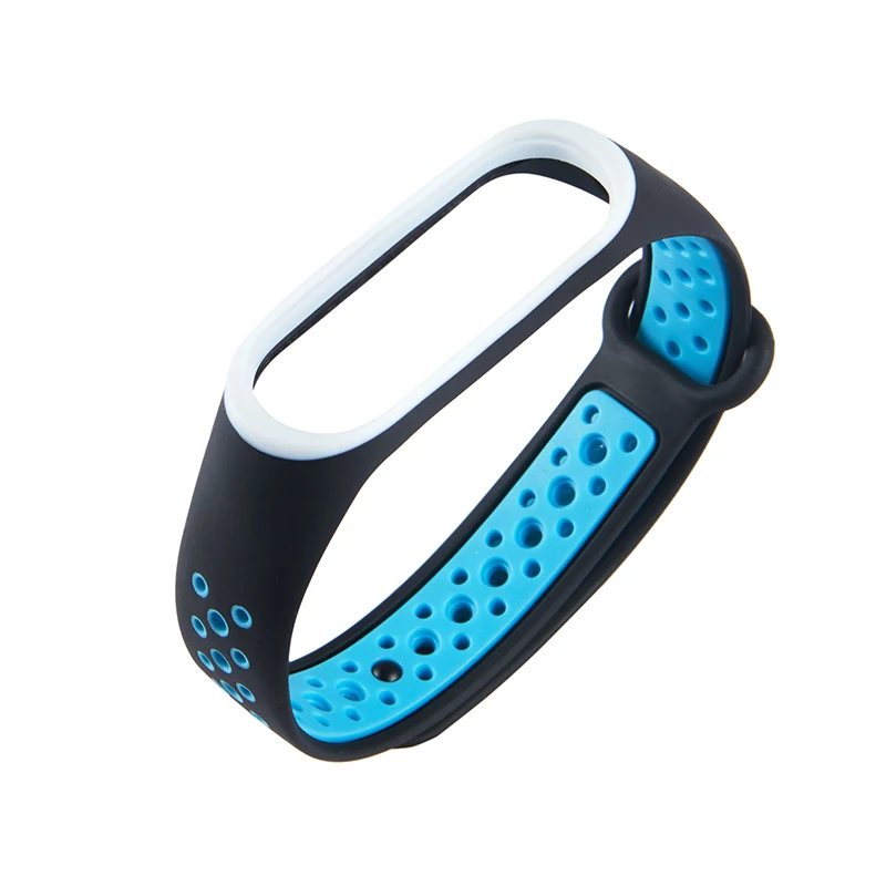 Браслет для mi Band 4 3 спортивный ремешок часы металлический силиконовый ремешок для mi band 3 4 браслет mi band 4 3 ремешок - Цвет: black blue
