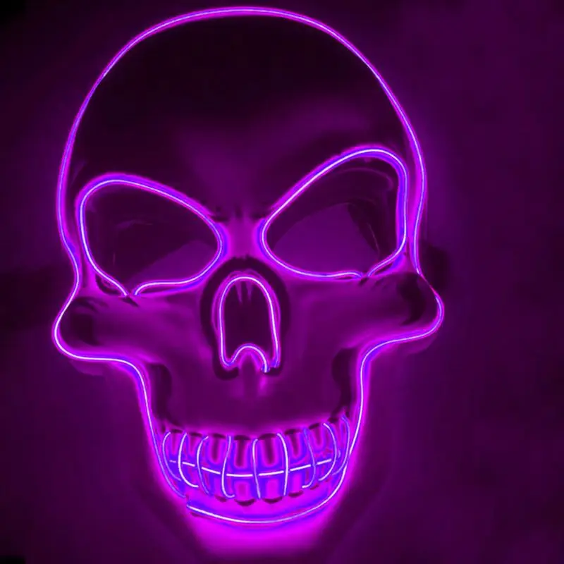 Светильник Унисекс На Хэллоуин, маска для косплея, светодиодный, страшный череп смерти, неоновый, флуоресцентный, праздничный, карнавальный костюм, украшение