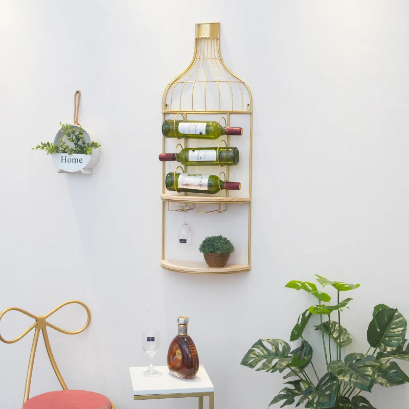 Creative iron hanging wine rack Decoration wine cabinet hanging type Tall frame Wine rack Creative Red Wine Rack