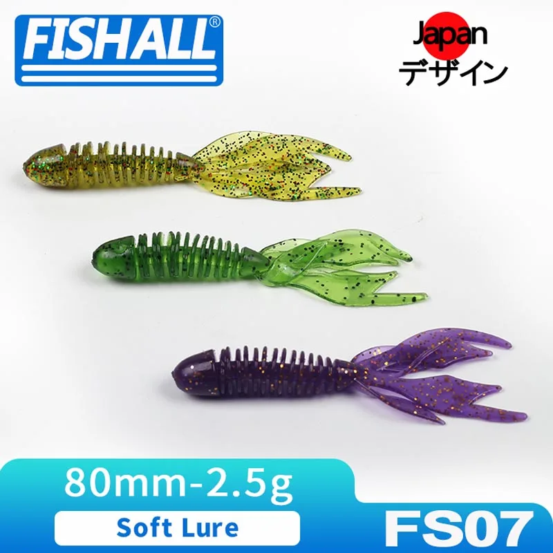 Multitail Worm Soft Lure 80mm 2.5g Plastic Rubber Bait For Bass Pike