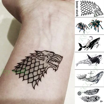 

Waterproof Temporary Tattoo Sticker "Game of Thrones" Stark Crest Animal Fake Tatto Hand Arm Foot Flash Tatoo for Kid Men Women