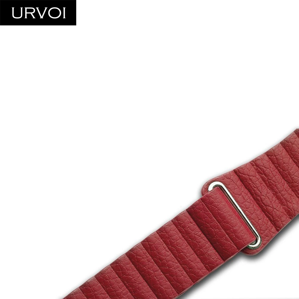 URVOI Leather loop for Apple Watch band for iwatch series 5 4 3 2 1 leather strap with magnet buckle comfortable soft New - Цвет ремешка: Red