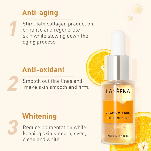 LANBENA Vitamin C Serum VC Removing Dark Spots Freckle Speckle Fade Skin Care Whitening Face Anti