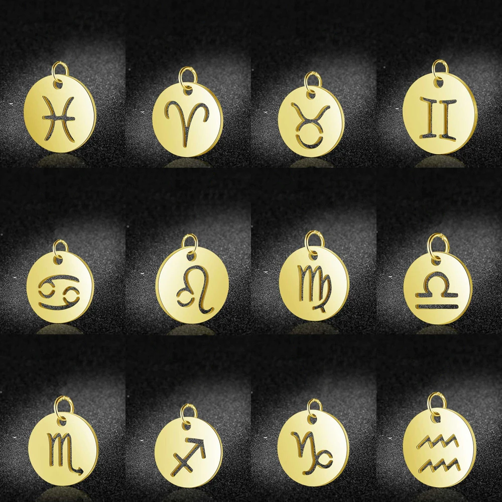Double Facette Gold Zodiac Charms, Reversible Astrology Charms, Zodiac  Necklace Charms,12 Zodiac Charms for Jewelry Making Supply, ZODIAC-22 