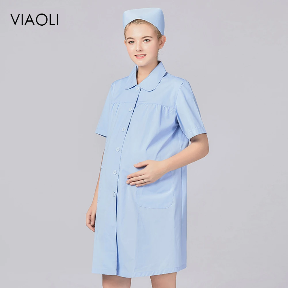 Pregnant Woman Nurse Wear Short-sleeved Summer Long Sleeve White Coat Beauty Salon Work Clothing Lab Hospital Medical Uniforms
