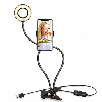 

Selfie LED Ring Light with Cell Phone Mobile Holder USB 3 Light Color 10-Level Brightness for Photo Facebook Youtube Live Makeup