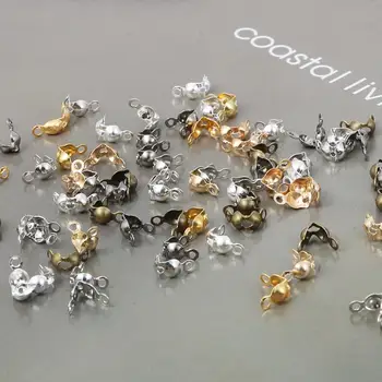 

100pcs 8 colors Connector Clasp Fitting Ball Chain Calotte End Crimps Beads Connector Components For DIY Jewelry Making Supplies