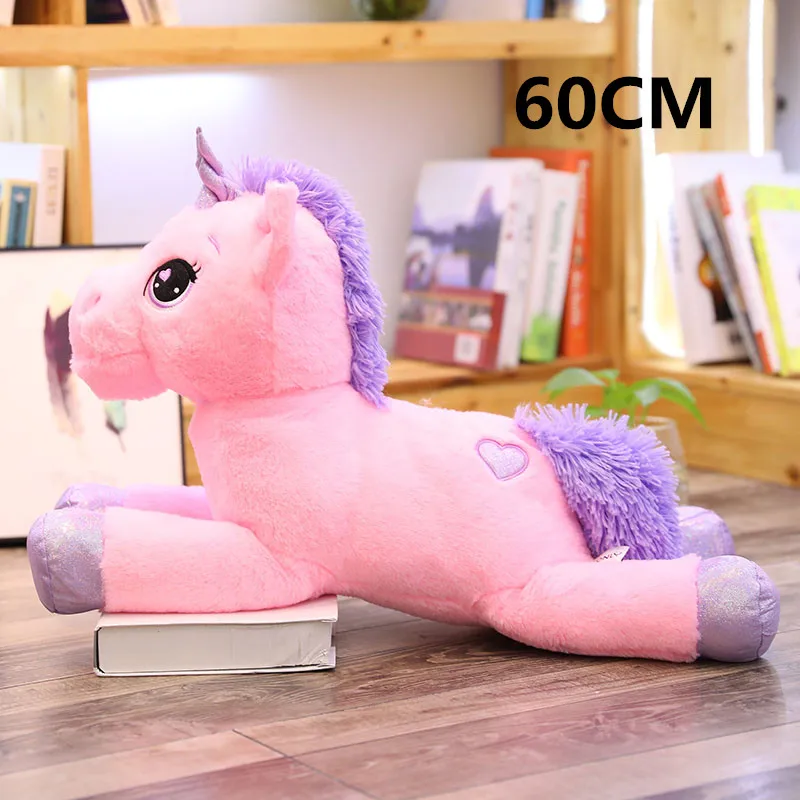 Мягкая Радужная плюшевая игрушка в виде единорога, Детская кукла, чучело в виде лошади для девочек, рождественский подарок, игрушка для детей на Хэллоуин - Цвет: 60cm pinkwith heart