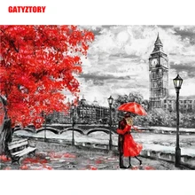 GATYZTORY, 3D алмазная живопись, полная квадратная дрель, сделай сам, домашний декор, ремесло, стразы, мозаичная картина, фото на заказ, осенняя красная пара