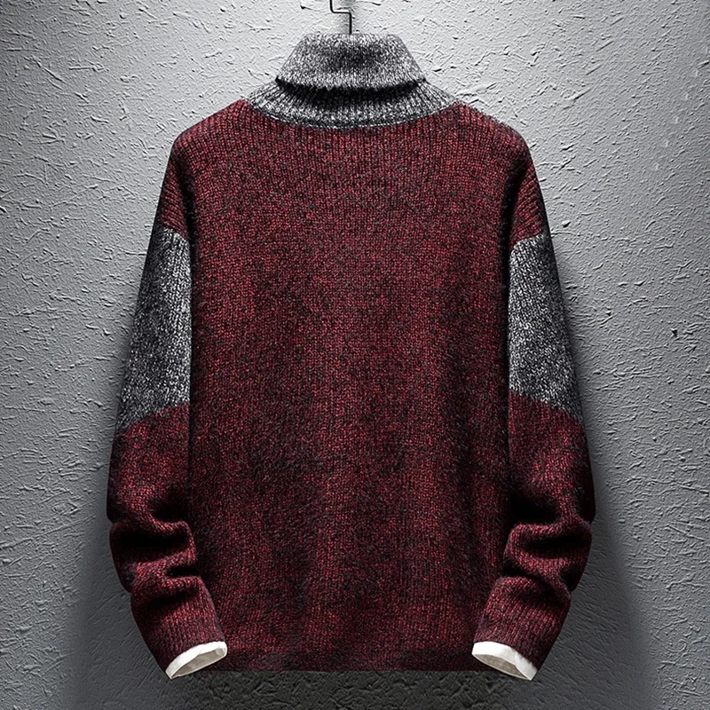 Korean Men Turtleneck Sweater Thick Warm Men Sweaters Wool Mens High Neck Pullover Casual Male Sweter Pull Homme Black KK3193