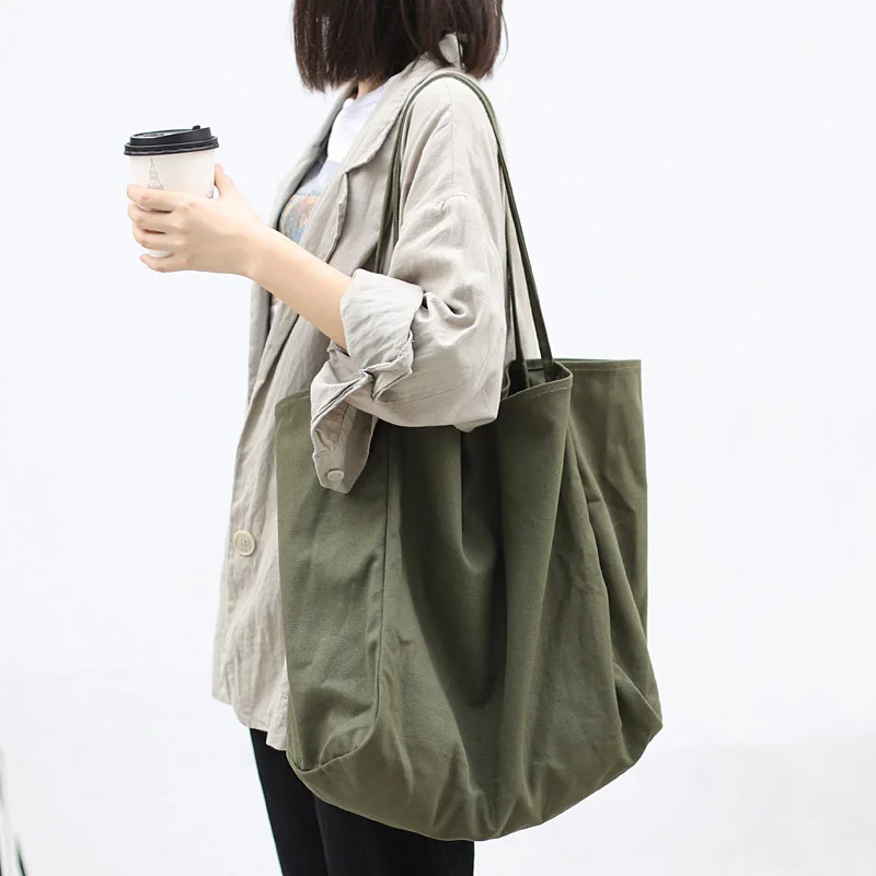 

Fashion Women Shopping Bag Ladies Canvas Cloth Shoulder Tote Bag Large Capacity Shopper Bags Totes Reusable Beach Bags Handbag