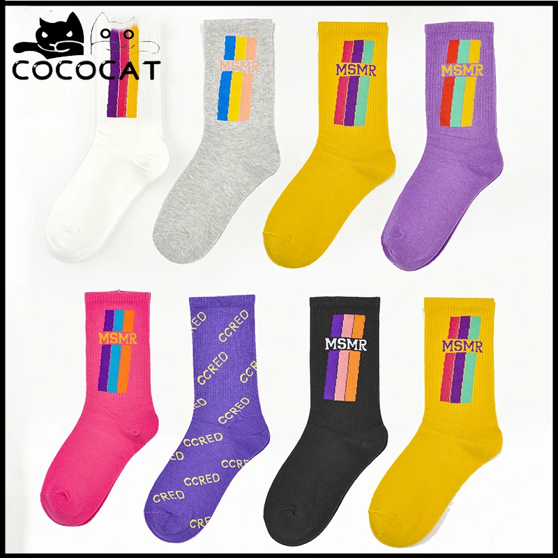 

COCOCAT Harajuku White/Black Socks Men and Women Popsocket Pure Cotton Sock Cute MSMR Funny Socks Wholesale
