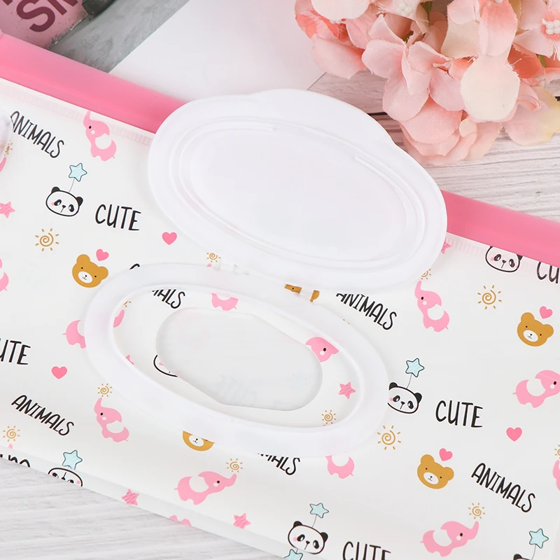 Fashion Eco-friendly Easy-carry Wet Wipes Bag Snap Strap Wipes Container Clamshell Cosmetic Pouch Clutch Cleaning Case