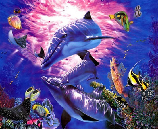 

5D DIY Full Round Diamond Embroidery Dolphin Animal Patterns Diamond Mosaic Sale Diamond Painting Kit Cross Stitch Rhinestone