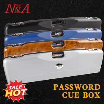 

NA High Quality 1/2 Pool Cue Case Box 7 Holes 3 Butt 4 Shafts ABS Material Portable Password High Capacity Billiards Accessories