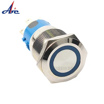 

19mm High Flush Flat Round Waterproof IP67 Metal 1NO1NC Momentary Latching Push Button Switch