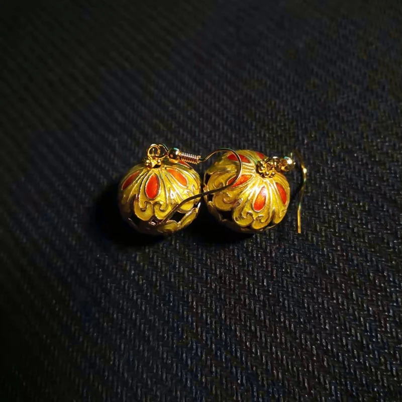 

Chinese Style Cloisonne Earrings Beijing Retro Palace Earrings Ladies Birthday Gift