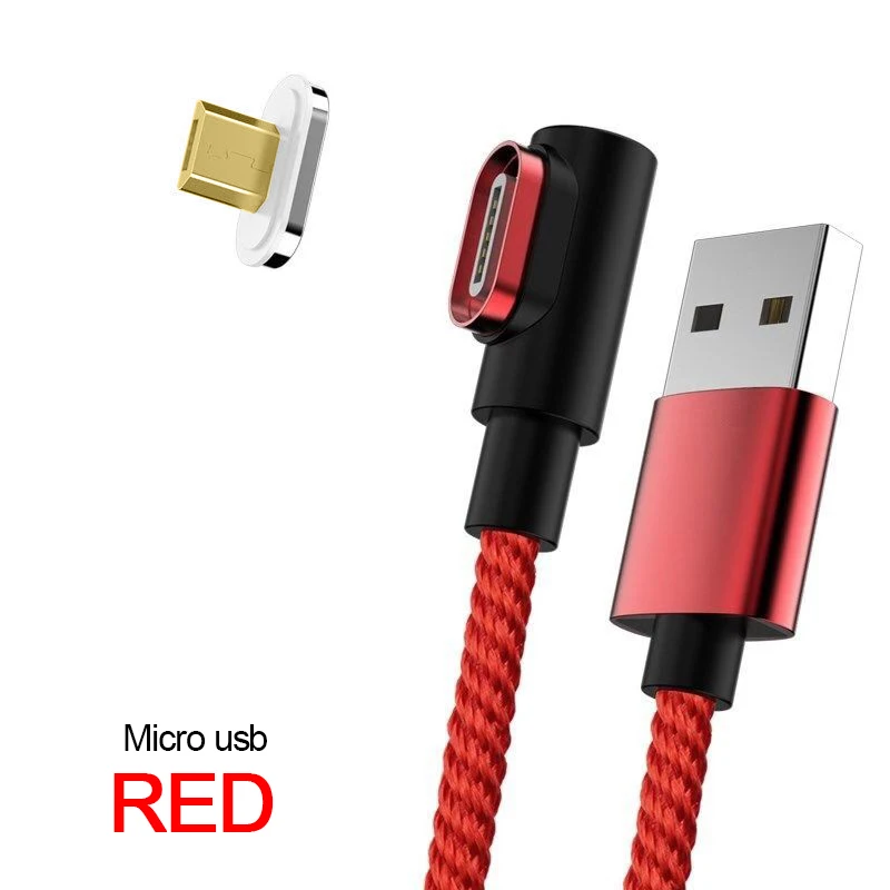 Магнитный кабель PUJIMAX для быстрой зарядки на 90 градусов, кабель usb c type-c, шнур для передачи данных, зарядное устройство usb-c для samsung S8 Note 9 8 Xiaomi mi8 mi6 - Цвет: Red for Micro