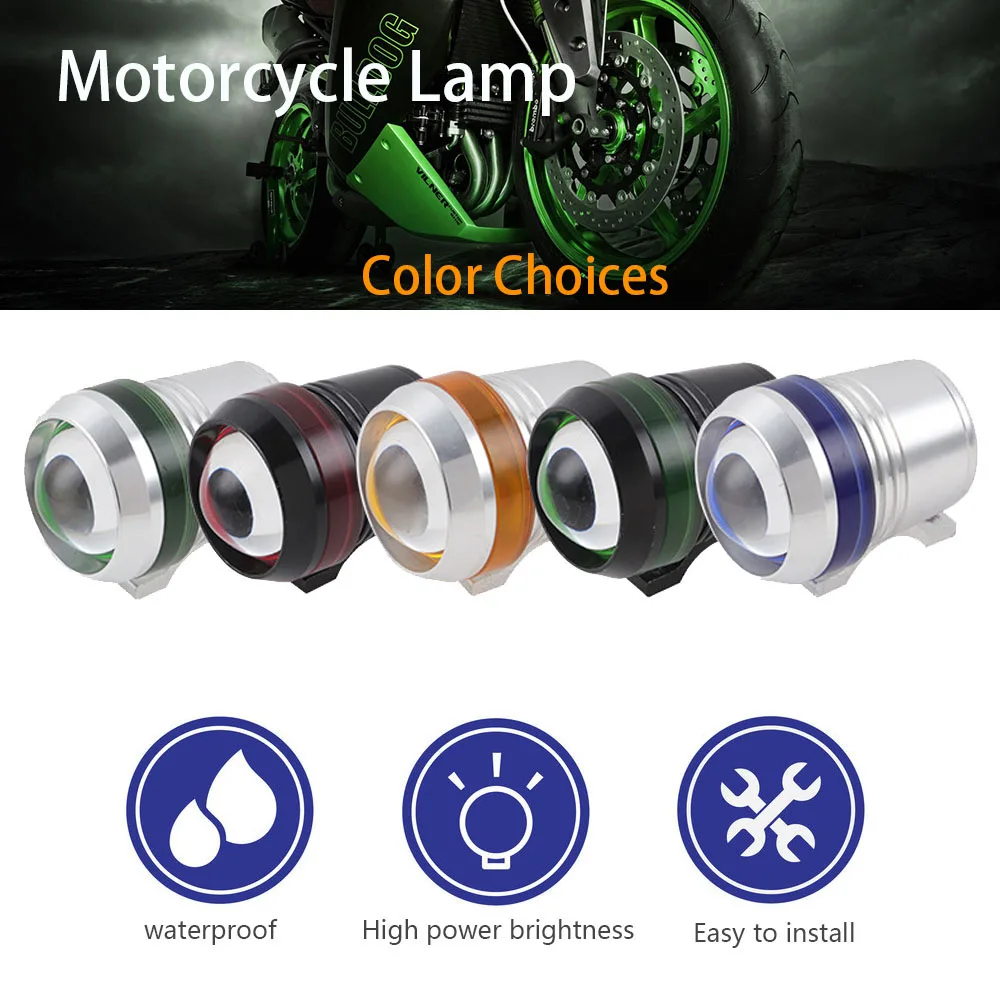 Citofoni De Moto Universel Etanche Noir U3 Led, Citeur De Moteur, Spot Avec Lumiere Bleue Jaune Blanche Rouge Angel Eye, 2 Pezzi