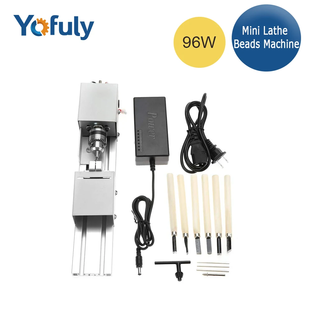DC12-24V 96W Mini Lathe Beads Machine Woodwork DIY Standard Set with Power carving cutter Wood Tool Grinding | Инструменты